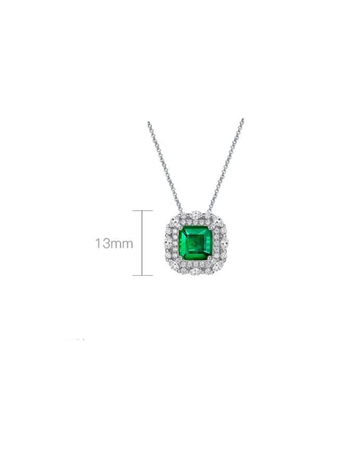 A&T Jewelry 925 Sterling Silver High Carbon Diamond Green Geometric Luxury Necklace 2