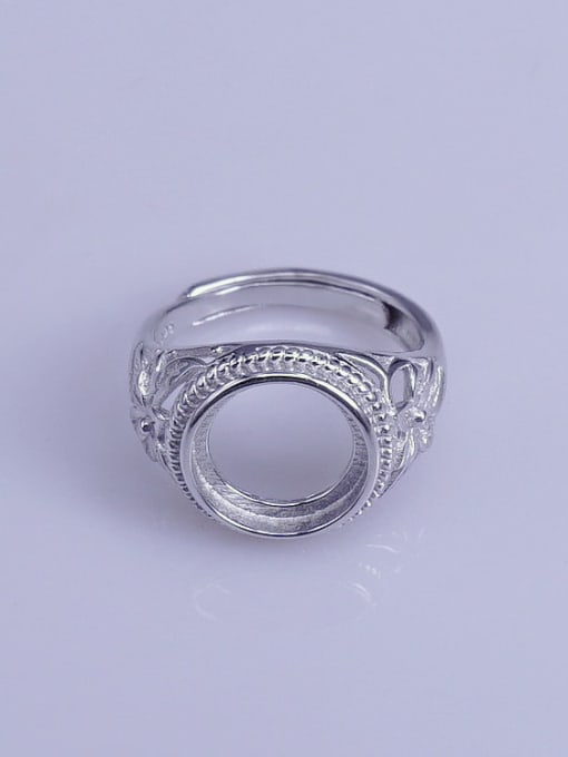 Supply 925 Sterling Silver 18K White Gold Plated Round Ring Setting Stone size: 11*11mm 0