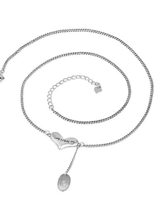 060L8g 925 Sterling Silver Heart Vintage Tassel Necklace