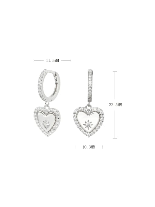 platinum 1 925 Sterling Silver Cubic Zirconia Heart Minimalist Huggie Earring