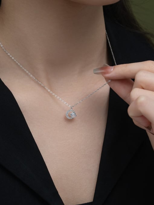 PNJ-Silver 925 Sterling Silver Cubic Zirconia Geometric Dainty Necklace 1