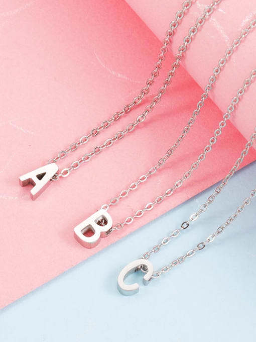 MEN PO Titanium Steel Letter Minimalist Necklace 0