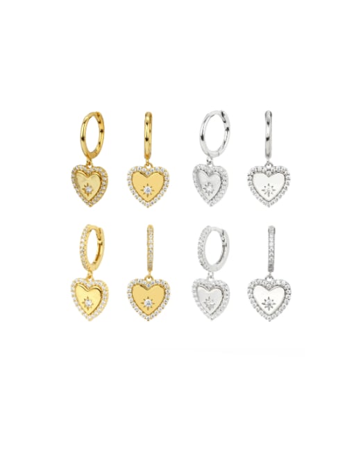 Jewel-Silver 925 Sterling Silver Cubic Zirconia Heart Minimalist Huggie Earring 0