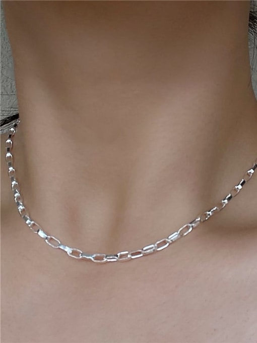 ARTTI 925 Sterling Silver Geometric Minimalist  Hollow Chain Necklace 1