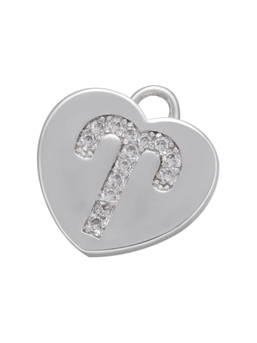 White Gold Aries Micro-set heart-shaped pie zodiac inlaid jewelry accessories