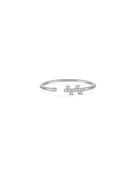 MZ- Silver 925 Sterling Silver Cubic Zirconia Geometric Dainty Band Ring 0