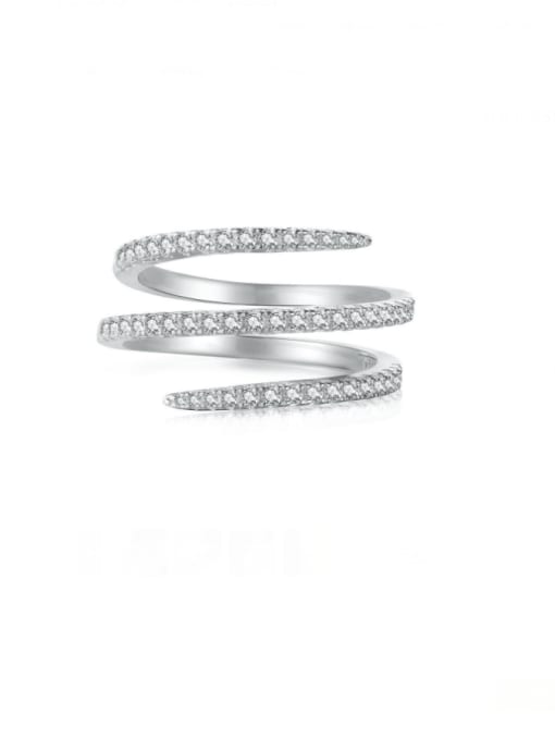 DY120567 S W WH 925 Sterling Silver Cubic Zirconia Geometric Minimalist Stackable Ring