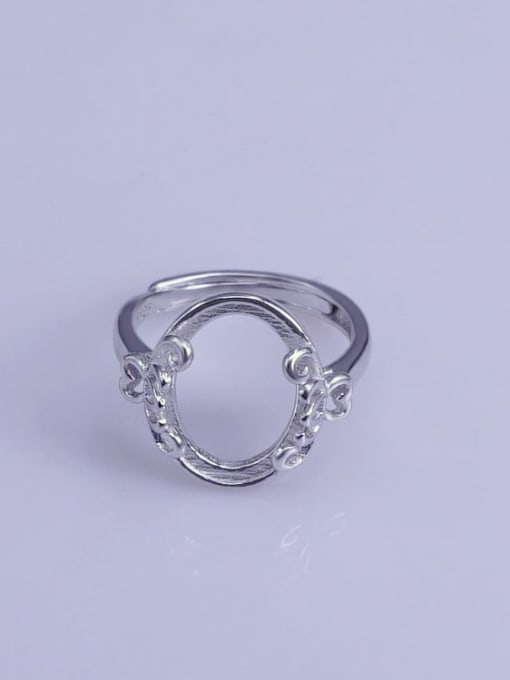 Supply 925 Sterling Silver 18K White Gold Plated Geometric Ring Setting Stone size: 11*15mm 0