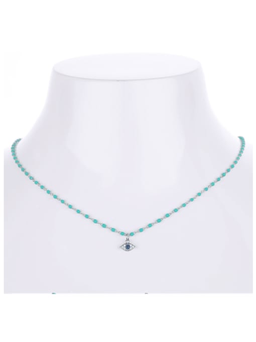 Jewel-Silver 925 Sterling Silver Enamel Evil Eye Minimalist Necklace 1