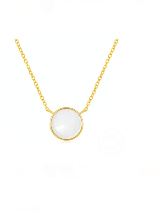 golden 925 Sterling Silver Shell Geometric Minimalist Necklace