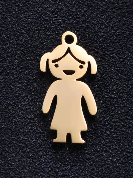 girl Stainless steel Gold Plated Charm Height : 10mm , Width: 20 mm