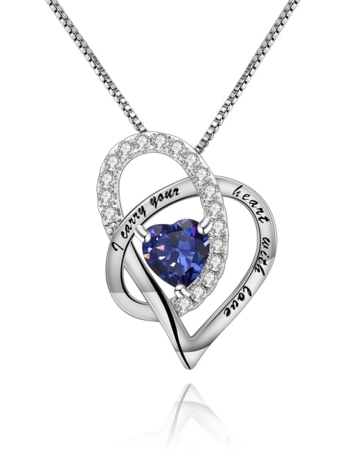Tanzania zirconium Pendant +Chain 925 Sterling Silver Birthstone Minimalist  Heart Pendant Necklace