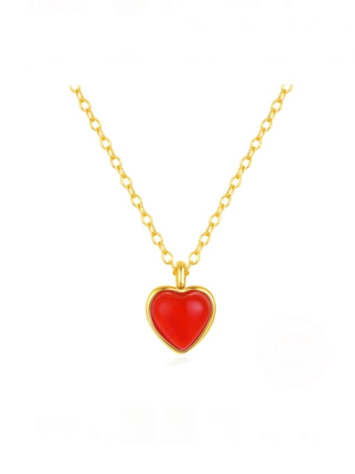 YUANFAN 925 Sterling Silver Enamel Heart Minimalist Necklace