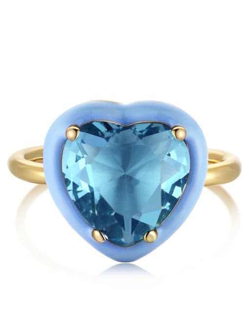 Golden Blue DY120114 925 Sterling Silver Heart Minimalist Band Ring