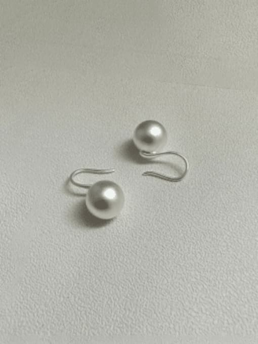 Ball earrings 925 Sterling Silver Imitation Pearl Geometric Minimalist Hook Earring