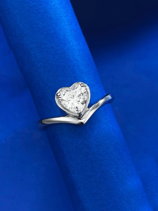 M&J 925 Sterling Silver Cubic Zirconia Heart Dainty Band Ring 2