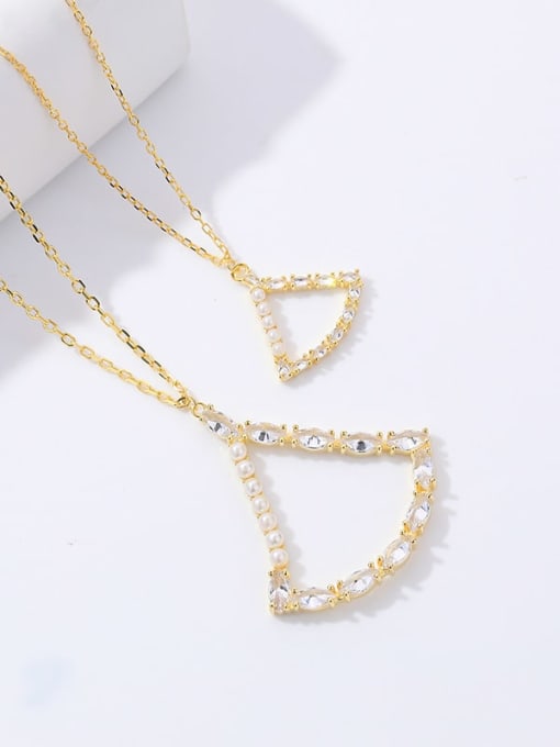 YUANFAN 925 Sterling Silver Imitation Pearl Triangle Minimalist Necklace 1