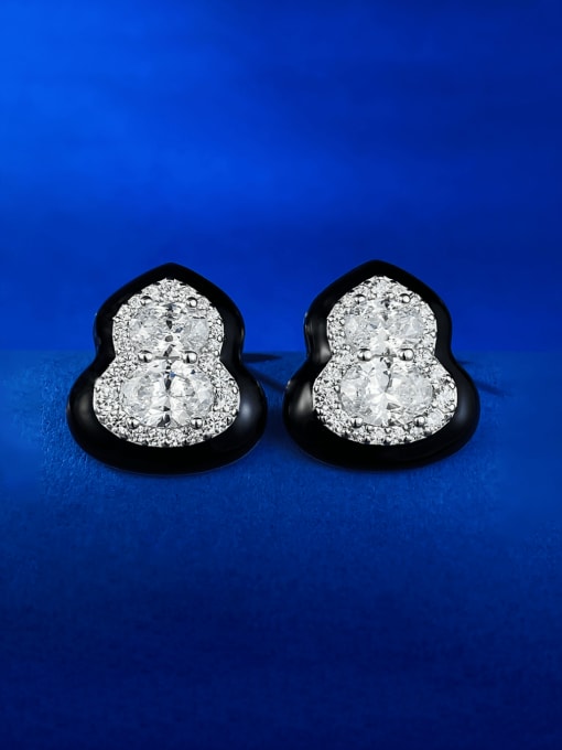 M&J 925 Sterling Silver Cubic Zirconia Geometric Cute Stud Earring 1