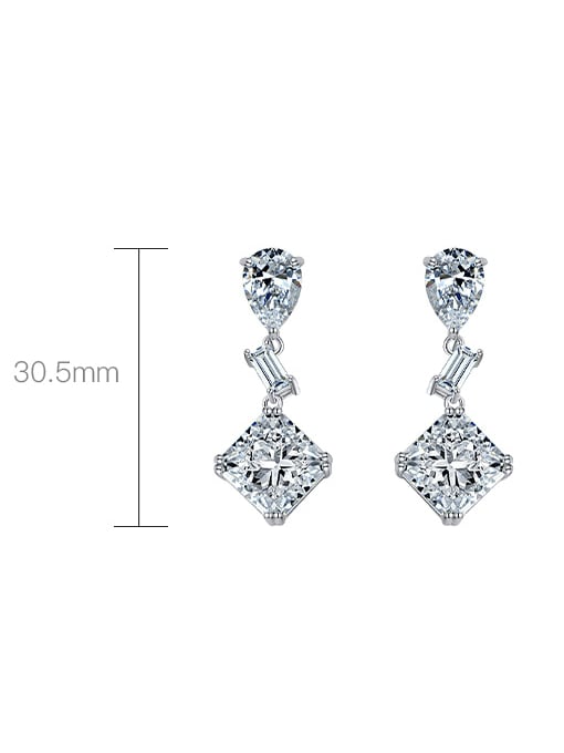 A&T Jewelry 925 Sterling Silver High Carbon Diamond Geometric Luxury Drop Earring 3