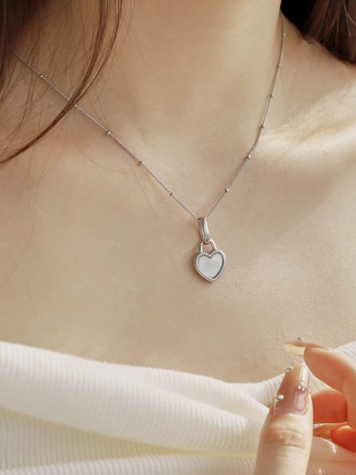STL-Silver Jewelry 925 Sterling Silver Shell Heart Minimalist Necklace 2