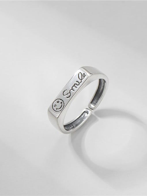 Smiling face ring 925 Sterling Silver Geometric Vintage Band Ring