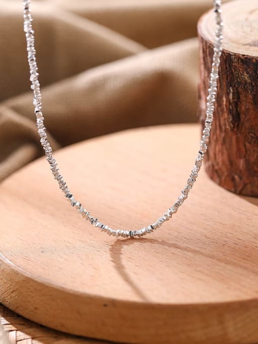 A2648 Silver 925 Sterling Silver Irregular Chain Minimalist Necklace