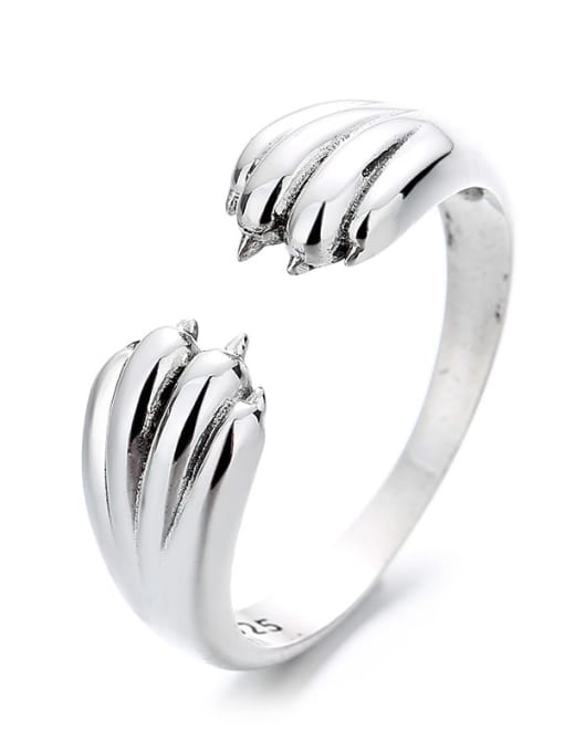 588fj approx. 3.2g 925 Sterling Silver cat paw Vintage Band Ring