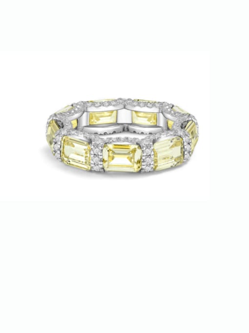 yellow 925 Sterling Silver High Carbon Diamond Geometric Luxury Band Ring
