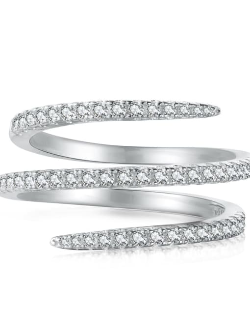 Platinum DY120567 S W WH 925 Sterling Silver Cubic Zirconia Geometric Luxury Stackable Ring