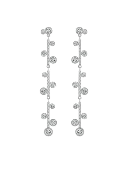 A&T Jewelry 925 Sterling Silver Cubic Zirconia Tassel Dainty Drop Earring 0