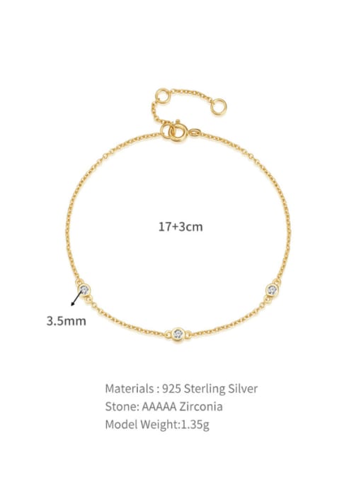 YUANFAN 925 Sterling Silver Cubic Zirconia Geometric Minimalist Link Bracelet 2