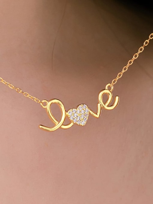 STL-Silver Jewelry 925 Sterling Silver Cubic Zirconia Letter Heart Dainty Necklace