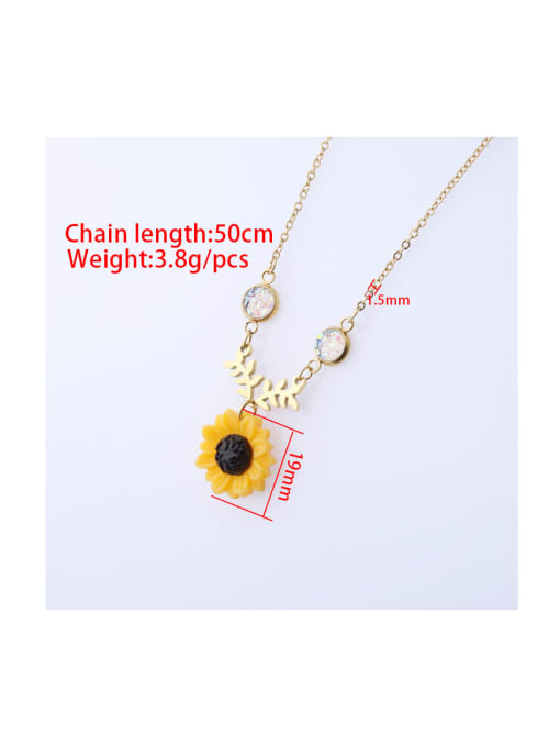 MEN PO Stainless steel Resin Flower Cute Necklace 1