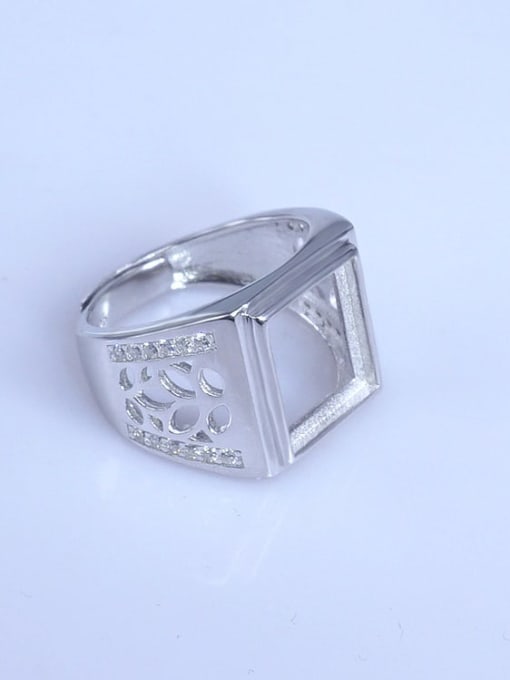 Supply 925 Sterling Silver 18K White Gold Plated Geometric Ring Setting Stone size: 11*13mm 2
