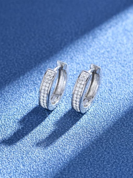 A&T Jewelry 925 Sterling Silver Cubic Zirconia Geometric Luxury Huggie Earring 3