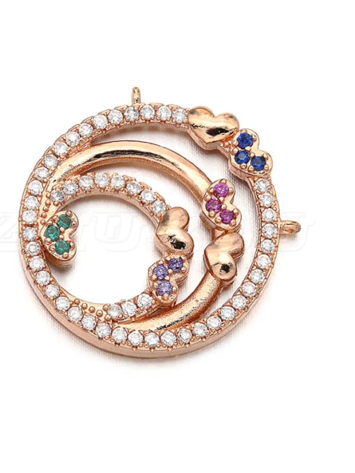 Rose Gold copper Concentric circle small heart micro-set pendant