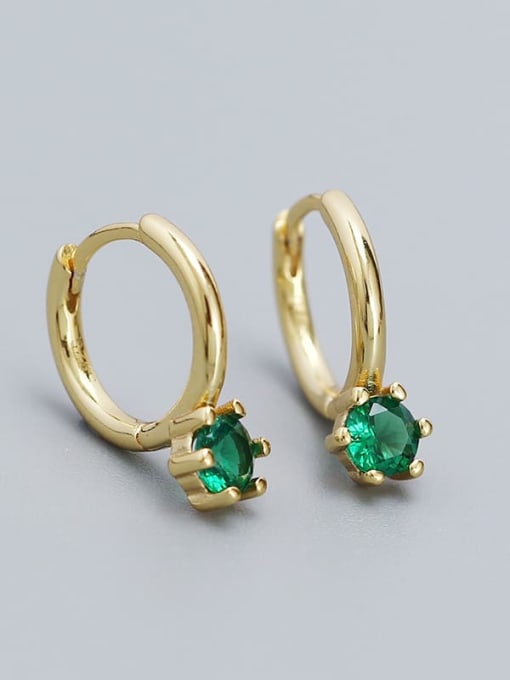 Golden color (green stone) 925 Sterling Silver Cubic Zirconia Geometric Dainty Stud Earring