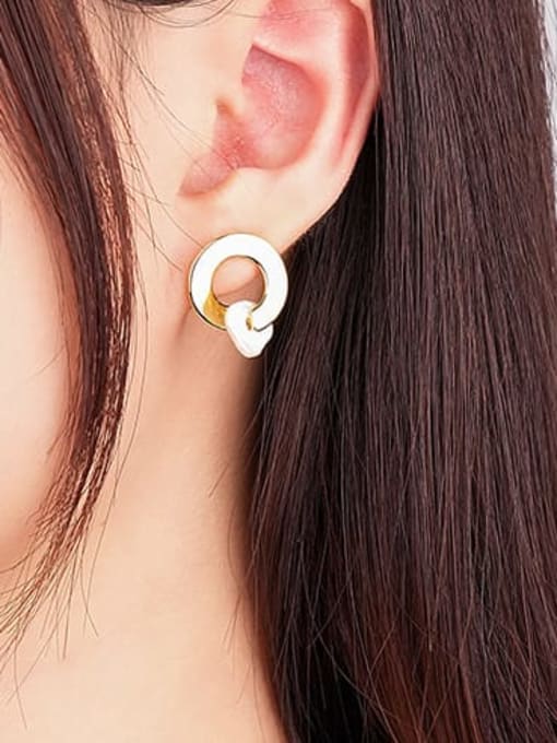 YUANFAN 925 Sterling Silver Imitation Pearl Geometric Minimalist Stud Earring 1