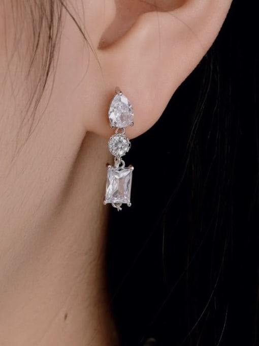 STL-Silver Jewelry 925 Sterling Silver 5A Cubic Zirconia Geometric Luxury Drop Earring 1