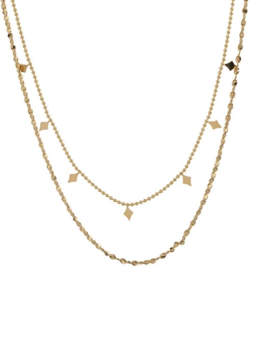 MEN PO Titanium Steel  Minimalist Diamond Sequin Double Layer Gold Necklace