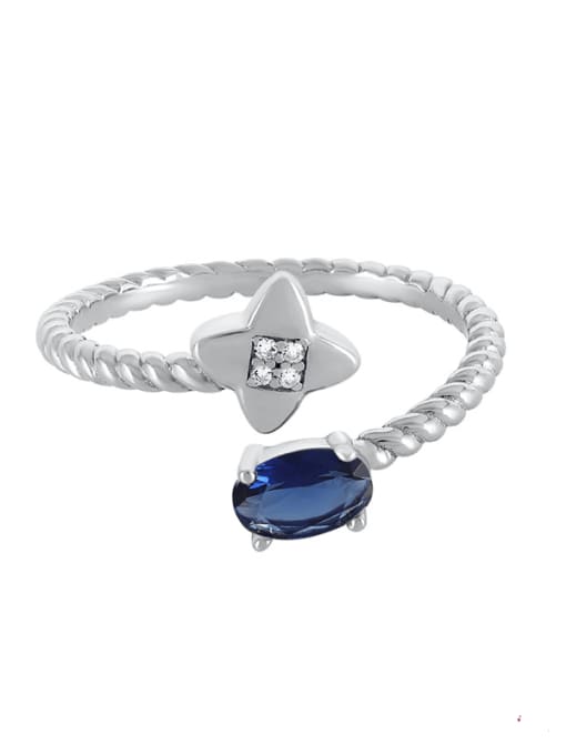 Platinum Star Opening 925 Sterling Silver Cubic Zirconia Clover Dainty Band Ring