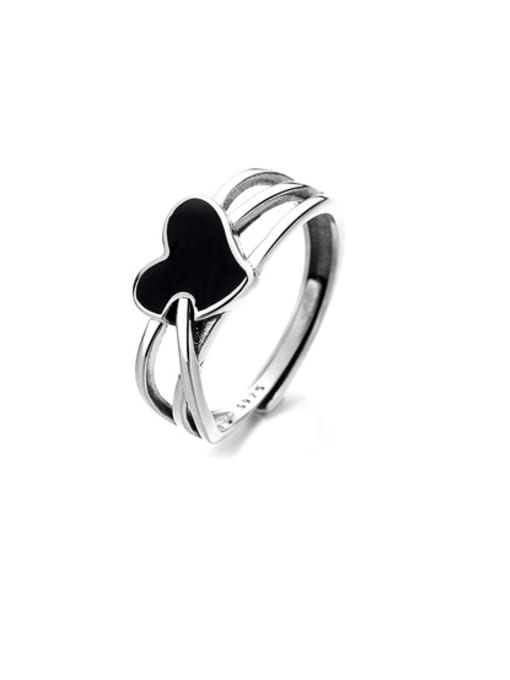 TAIS 925 Sterling Silver Enamel Heart Vintage Stackable Ring 0