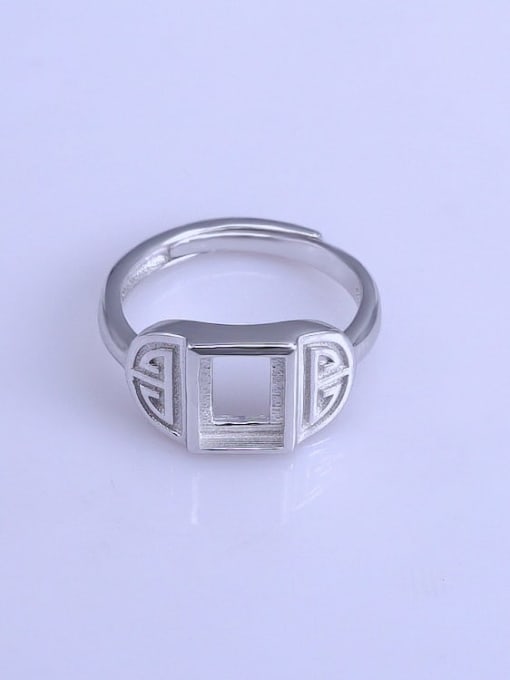 Supply 925 Sterling Silver 18K White Gold Plated Geometric Ring Setting Stone size: 6*8mm 0