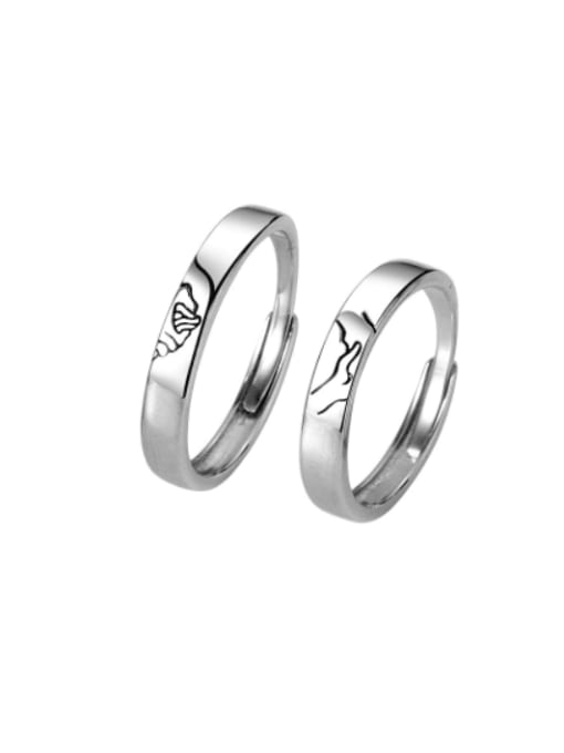 PNJ-Silver 925 Sterling Silver Irregular Minimalist Couple Ring