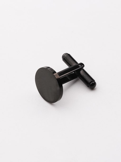 Black round 15mm Stainless steel Geometric Minimalist Cuff Link