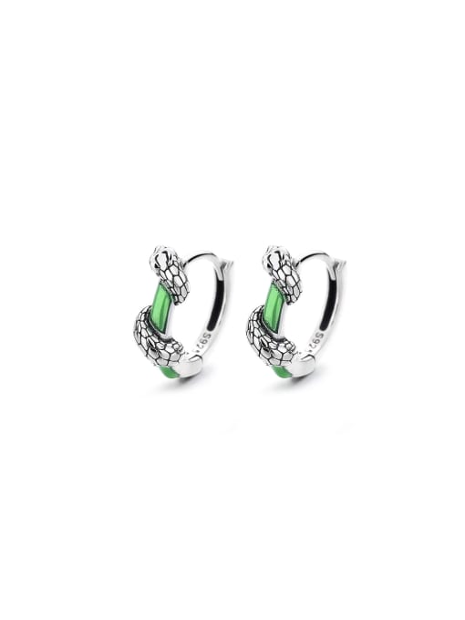 TAIS 925 Sterling Silver Enamel Vintage Snake Ring And Earring Set 0