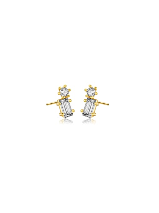 MZ- Silver 925 Sterling Silver Cubic Zirconia Geometric Dainty Stud Earring 0