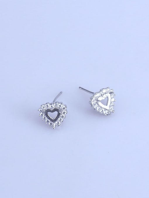 Supply 925 Sterling Silver 18K White Gold Plated Heart Earring Setting Stone size: 5*5mm 0