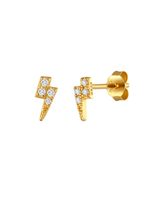 YUANFAN 925 Sterling Silver Cubic Zirconia Irregular Minimalist Stud Earring
