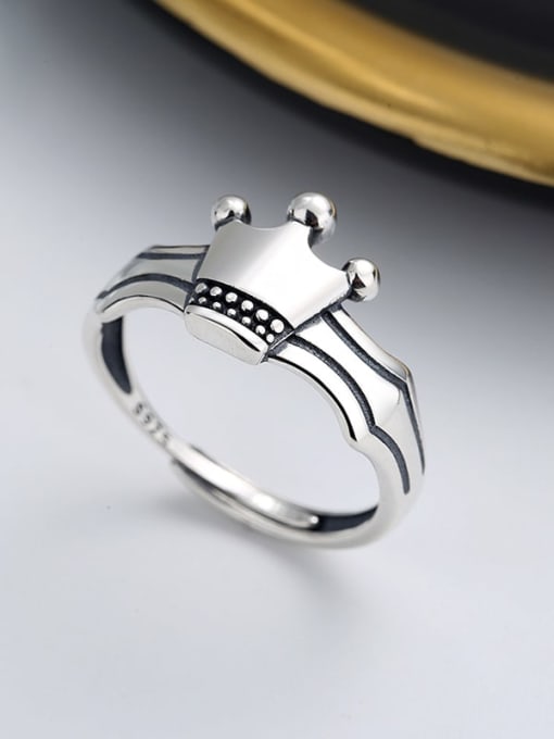 TAIS 925 Sterling Silver Crown Vintage Band Ring 2